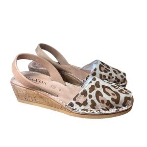 Calaxini Leopard Haircalf Leather Avarca Slingback Sandals EU 39 US 8